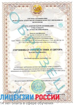 Образец сертификата соответствия аудитора №ST.RU.EXP.00014299-1 Пятигорск Сертификат ISO 14001